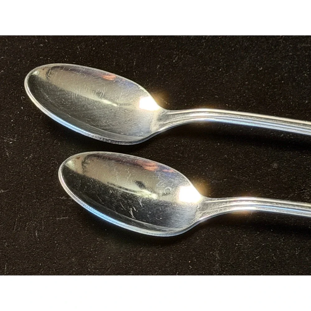 Simeon L & George H Rogers Iced Tea Spoons Stainless Steel Floral, Set of 2